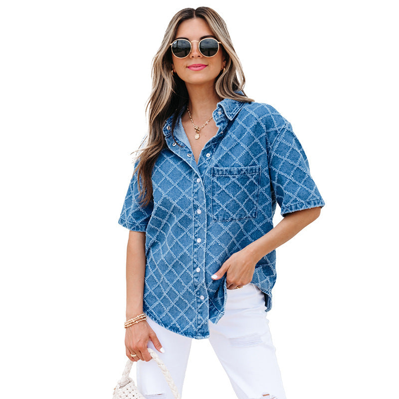 Chemise en Denim à Losanges