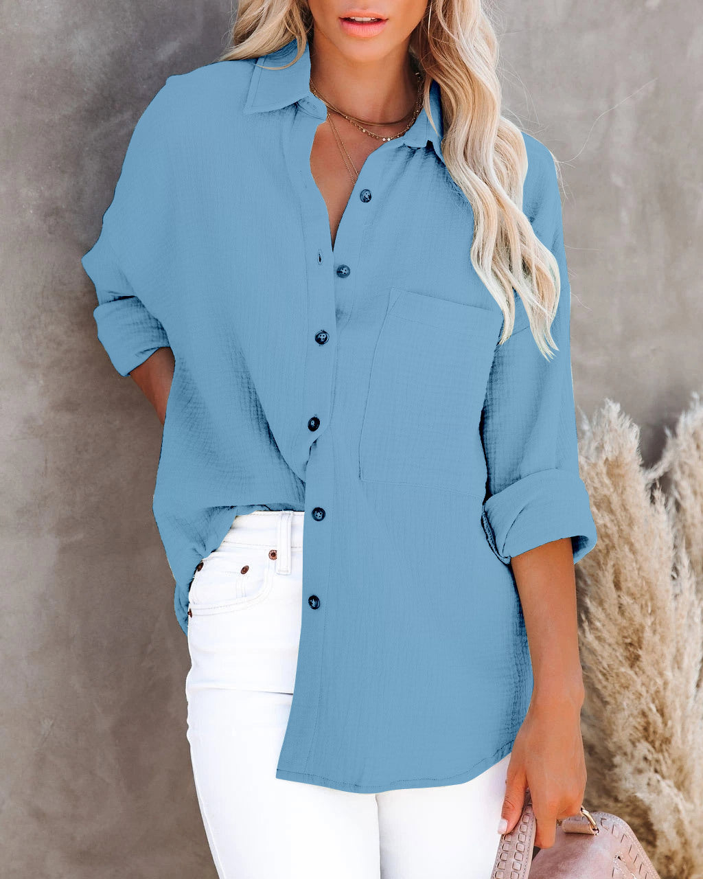 Chemise Ample à Boutons Contrastants