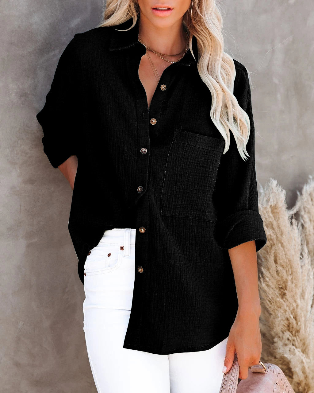 Chemise Ample à Boutons Contrastants