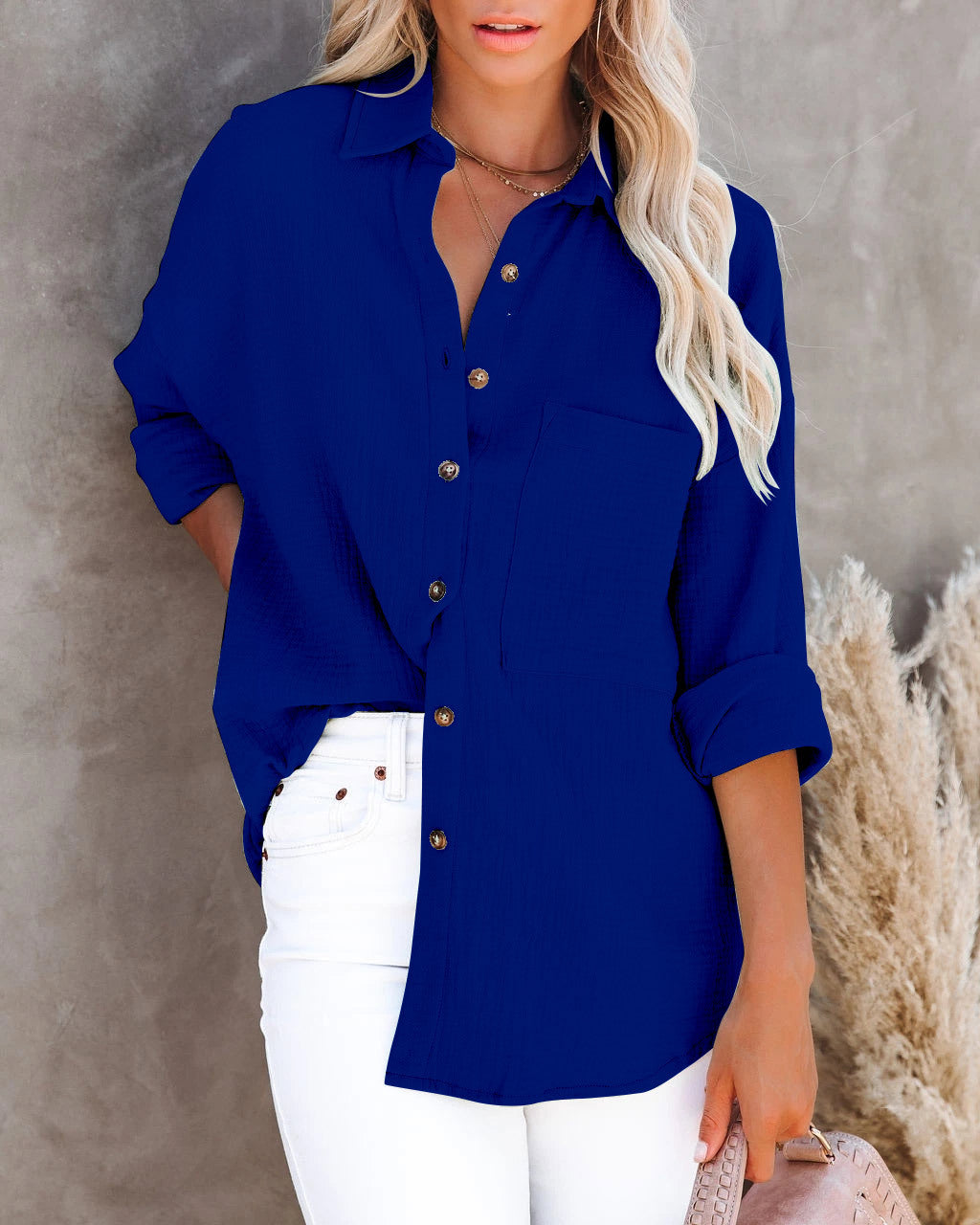 Chemise Ample à Boutons Contrastants