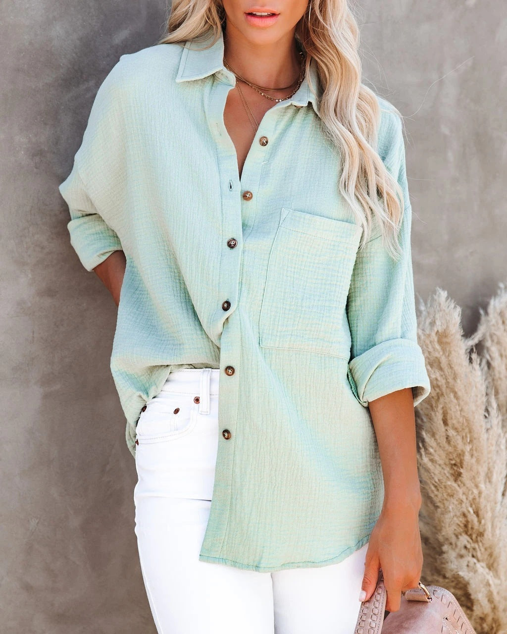 Chemise Ample à Boutons Contrastants