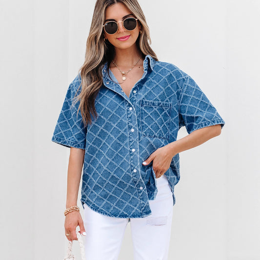 Chemise en Denim à Losanges