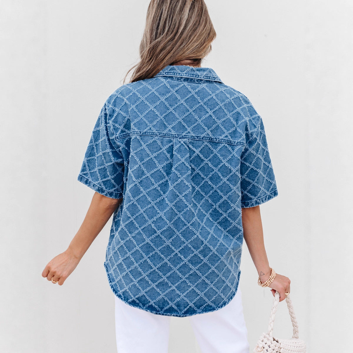 Chemise en Denim à Losanges