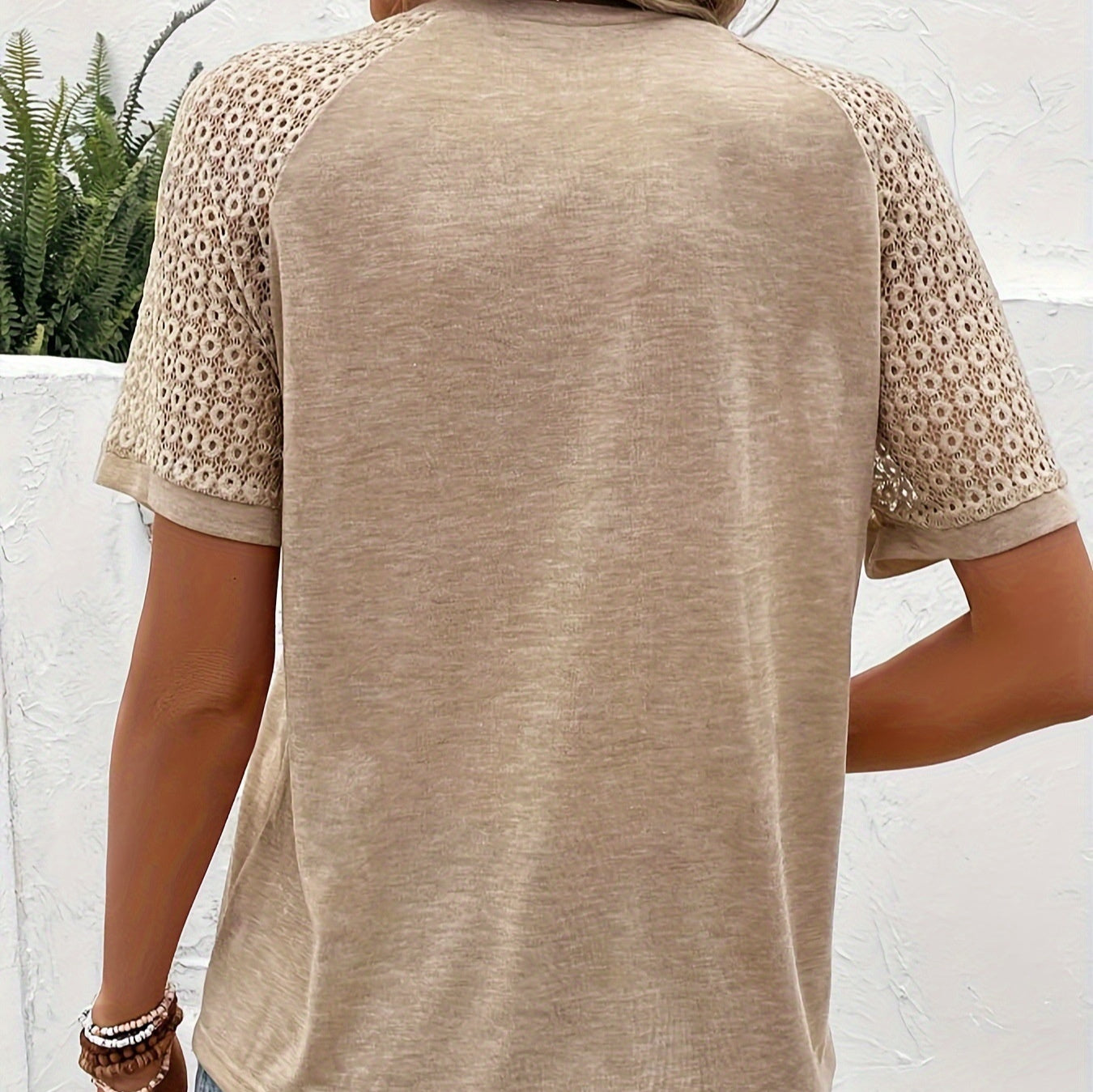 T-shirt Fluide Empiècements Guipure