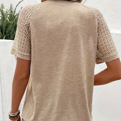 T-shirt Fluide Empiècements Guipure